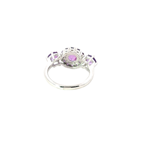 Fine 100% Natural Amethyst Cluster <b>Ring</b> <b>Sterling</b> <b>Silver</b> Rhodium Plated Prong <b>Set</b> Classic Wedding Anniversary Party Jewelry - Product Image 5