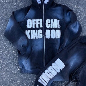 Survêtement en molleton 100% coton respirant, anti-froissement, à séchage rapide, coupe régulière personnalisée, sweat-shirt surdimensionné, pantalon de survêtement évasé empilé pour hommes - Product Image 3