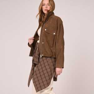 Veste en cuir suédé pour homme sur mesure OEM avec col montant et logo frontal, imperméable, réversible, manteau d'hiver pour homme - Product Image 6