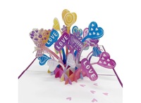 Tarjeta Pop 3D Hecha a Mano con Diseño Personalizado de Corazones y Animales para el Día de San Valentín, Impresión Offset, Superventas