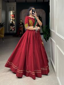 Último diseñador puro algodón Gamthi Kodi trabajo Lehenga Choli por FabZone - Product Image 3