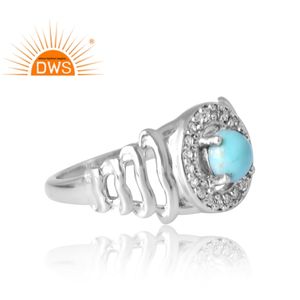 แหวนพลอยบุษราคัมสีเงินชุบแพลเลเดียมสีธรรมชาติสีฟ้าครามและสีขาว - Product Image 4