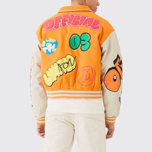 Veste universitaire de haute qualité fabriquée par un fabricant OEM, broderie en chenille, manches en cuir, veste universitaire personnalisée avec lettres, veste de baseball - Product Image 2