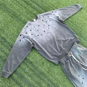 LOGOTIPO personalizado Sun Fade Sweat Suits Serigrafía Pantalones de chándal y camisa al por mayor personalizado - Product Image 3