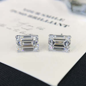 3.00tcw Lab Grown D-E-F Color Diamond <b>Stud</b> <b>Earring</b> VVS-VS Clarity Dazzling <b>Emerald</b> Look - Product Image 1