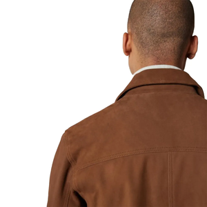 <b>Men's</b> <b>Brown</b> <b>Suede</b> Zipper <b>Jacket</b> Casual Turn-down Collar Pockets Regular Fit Autumn Wear - Product Image 5