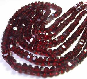 Cuentas Facetadas de Granate Rojo Natural de Mozambique de Alta Calidad, 6-8 mm, Piedras Preciosas en Forma de Cubo, 17 Pulgadas de Largo para la Fabricación de Joyas - Product Image 2