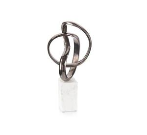 Escultura de Aluminio Sólido Estilo Art Deco, Decoración Exclusiva para el Hogar, Regalo de Boda, Figura Esculpida con Base de Mármol Blanco, Hecha a Mano - Product Image 1