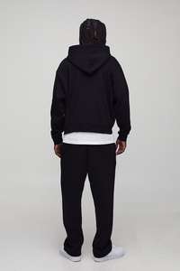 Hombres Heavyweight 450g 100% Algodón Cremallera Color Negro Sudadera con capucha Personalizado Cualquier logotipo Invierno Casual Streetwear - Product Image 5