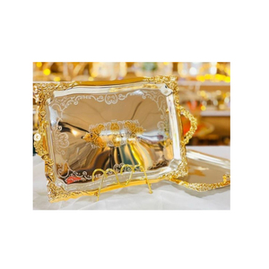 Metal <b>Serving</b> Tray Round Food Dessert Tray Gold Silver With Handles Elegance Home Decorative Tray Wholesale Suppliers - Product Image 5