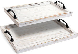 Beau plateau de service design rustique en bois l aspect naturel décoratif Technologie artisanale - Product Image 3