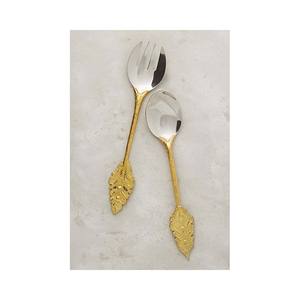 Couverts de serveur en acier de haute qualité avec vaisselle polie miroir doré Serveur à salade sûr avec poignée ronde - Product Image 4