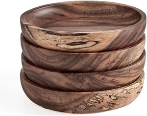 Wooden <b>Coasters</b> for Drinks - Natural Acacia <b>Wood</b> Drink <b>Coaster</b> Set for Drinking Glasses Tabletop Protection for Any Table Type - Product Image 3
