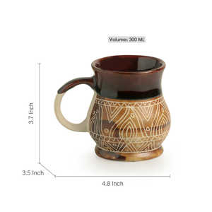 Juego de cerámica de estudio de tallas de cacao y fuego de 2 tazas de té y café de cerámica de 300 ml - Product Image 3