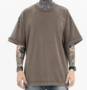 Camiseta de Algodón Extra Grande y Pesada, Estilo Casual Urbano, Corte Holgado, Moderna, Cómoda para Uso Diario, para Hombre - Product Image 4