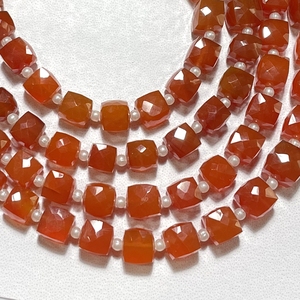 ลูกปัดรูปทรงกล่องเหลี่ยมเพชรพลอยสีส้มขนาด7-8มม. สำหรับทำเครื่องประดับ - Product Image 4