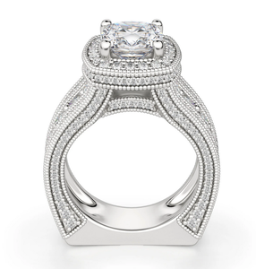 Anillo de compromiso de moissanita vintage con corte de cojín Anillo de Bodas de diamante de moissanita de plata esterlina para exportar desde India - Product Image 3