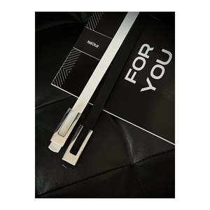 Offre spéciale 2 pièces : Ceinture fine pour femme avec boucle argentée de créateur, ceinture pour veste, ceinture pour chemise, ceinture pour robe - Noir et blanc - Argent - Product Image 3