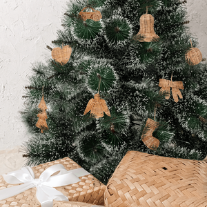 Wholesale Farmhouse Decoration Christmas Tree Hanging Ornament Natural Rattan Bells Pendant for Home Decor from Vietnam - Product Image 3