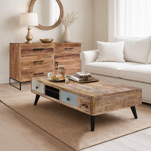 Mesa de centro de madera maciza de lujo moderna, muebles de sala de estar personalizados, para servir té y café, muebles para el hogar al por mayor - Product Image 1