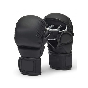 Gants de MMA demi-doigts en similicuir avec fermeture auto-agrippante unisexe pour entraînement, kickboxing et sparring - Product Image 4