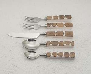 Blue Resin Handle Round Head Cutlery Gold Matte Finished Ideal For Home Parties Events <b>Tabletop</b> And Kitchen Display Use - Product Image 4