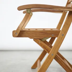 Minimalist Foldable <b>Teak</b> Balcony <b>Garden</b> <b>Chair</b> Outdoor Patio Camping Seat with Armrests - Product Image 2