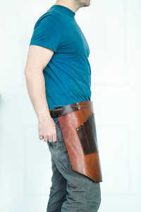 ผ้ากันเปื้อนครึ่งเอวทำจากหนังแท้คุณภาพสูงมีกระเป๋าสำหรับช่างทำบาร์บีคิวในครัวทำสวนสำหรับมืออาชีพ - Product Image 4