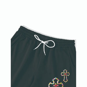 Ensemble de survêtement pour homme de haute qualité, surdimensionné, noir, personnalisé, avec poche kangourou, cordon de serrage, strass en diamant - Product Image 3