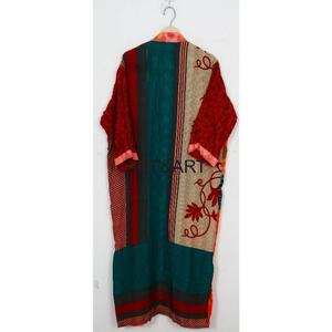 ชุดเดรสกิโมโนผ้าไหมอินเดียสำหรับผู้หญิง, ชุดเดรสผ้าไหมลายส่าหรีสไตล์วินเทจสไตล์ญี่ปุ่น - Product Image 3