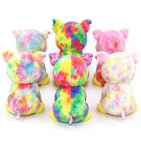 Peluche cochon tie-dye unique, adorable cochon en peluche avec de grands yeux scintillants arc-en-ciel, cadeau doux pour enfants