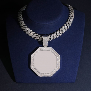Colgante Octagonal de Moissanita en Blanco, Colgante Personalizado con Incrustaciones, Color D VVS, Collar Hip Hop, Plata 925, Grabado de Logotipo, OEM, Venta al por Mayor - Product Image 5