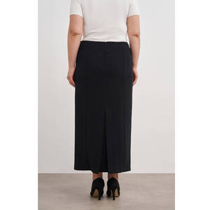 Falda lápiz negra para mujer con cinturón y volantes - Tela de estambre, cintura regular, talla XS - Product Image 6