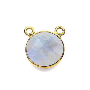 925 Sterling Silver Rainbow Moonstone Round Bezel Gemstone Micky Mouse <b>Bail</b> Gold Vermeil Jewelry Making Necklace Charm <b>Pendant</b> - Product Image 1