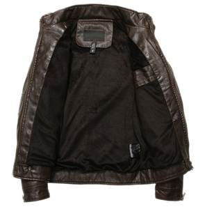 Chaqueta de cuero unisex de primera calidad hecha a mano con cuello de botones a presión y forro interior acolchado. Chaqueta de cuero personalizada para hombre. - Product Image 4