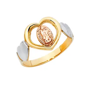 Three tone plated virgin mother mary elegant trending classic modern designs fashion fancy women and men Ring jewelry all event