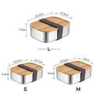 Vente en gros de boîte à bento en métal écologique en acier inoxydable réutilisable boîte à lunch avec couvercle en bambou