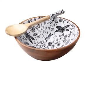 Tazón para servir de caramelo de madera hecho a mano esmaltado textura natural homeEsmaltado Tazón polaco Restaurante Tazón hecho a mano Venta al por mayor India - Product Image 5