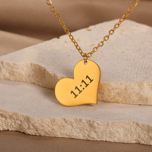 Moda cuadrado signo Ángel número <span class=keywords><strong>1111</strong></span> colgante collar creativo personalizado impermeable Acero inoxidable 18K oro joyería de moda - Product Image 5
