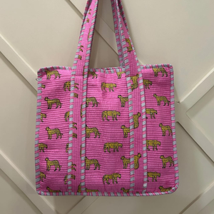 Bolsos de Mano Acolchados de Algodón con Estampado a Mano, Estilo Campestre Francés, Gran Capacidad, Hechos a Mano - Product Image 1