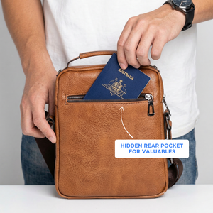 Sac bandoulière antivol en cuir avec élégante décoration en lettres - Product Image 4