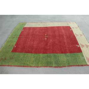 Tapis turc vintage, grand tapis de 6,7x7,9 pieds (204x240 cm), tapis en laine persan rouge - Product Image 2