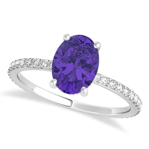 แหวนพลอย tanzanite ทรงรีพร้อมแหวนรัศมีเพชรธรรมชาติจากผู้ผลิตอินเดีย - Product Image 1