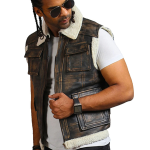 Gilet en cuir véritable pour homme, en peau de mouton, élégant, vêtement d'extérieur, best-seller, de haute qualité, chaud, fourrure respirante - Product Image 3