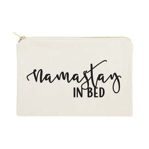 Namastay Linen Cotton Canvas Cosmetic Bag Portable Eco-Friendly <b>Makeup</b> Organizer with Letter Pattern Bedside Vanity <b>Case</b> - Product Image 1