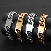 Pulsera de Eslabones Cubanos de 5-15MM para Hombre, Cadena de Acero Inoxidable Pulida por 4 Lados, Joyería Hip Hop, Joyería Urbana para Hombre, Venta al por Mayor