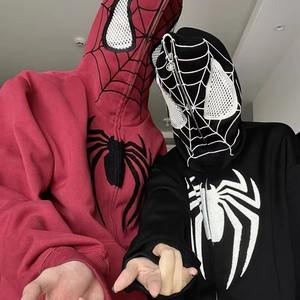 Sudaderas con Capucha de Alta Calidad, Estilo Urbano, Estampado de Araña, Vintage, con Cremallera, para Parejas, Hombre y Mujer - Product Image 2