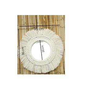 Miroir mural décoratif en macramé Décor créatif et fantaisie Finition naturelle Décoration de Noël Miroir mural - Product Image 6
