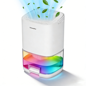 Deshumidificador Pequeño y Silencioso de 35 oz, Color Blanco, para Casa o Autocaravana, con Iluminación LED de 7 Colores, Apagado Automático, Control Electrónico, Material Plástico - Product Image 1