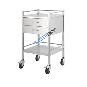 Stainless Steel Two <b>Drawer</b> Side Side Manual <b>Trolley</b> High Grade 304 Surgical Instrument Set for Hospital Clinic Use CE Certified - Product Image 6